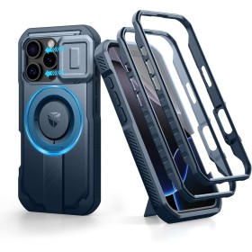 Dexnor Funda Magnética para iPhone 16 Pro con Tapa Deslizante de Cámara & Soporte Ajustable & Película Protectora de Pantalla