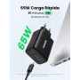 UGREEN Cargador USB C 65W, Adaptador de Corriente Type A PD 3.0 PPS Compatible con Galaxy S24/S23/S22/S21, MacBook, iPad