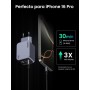 UGREEN Nexode Pro 65W Cargador GAN, Adaptador de Corriente de 3 Puertos Compatible con Samsung Galaxy S23 Ultra/ S22, MacBook,