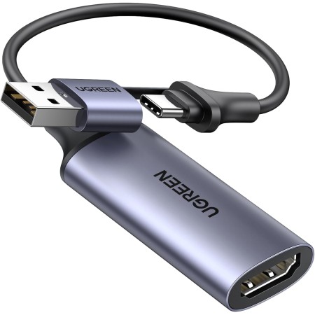 UGREEN Tarjeta de Captura de Vídeo HDMI 4K 60Hz USB C Entrada 1080P 30FPS HD Grabación Streaming Video Juegos OBS Tarjetas