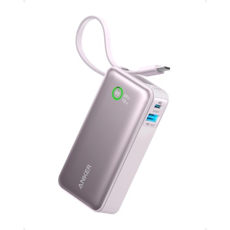 Anker Nano Power Bank 10.000 mAh Powerbank con Cable USB-C Integrado, PD 30 W de Potencia Máxima con 1 x USB-C, 1 x USB-A,