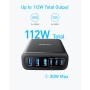 Anker Cargador USB-C, Estación de Carga de 6 Puertos con Salida de 112 W, para iPhone 16/16 Plus/16 Pro/16 Pro Max/15/14/13