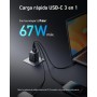 Cargador USB-C Anker 67 W, Cargador Pared Anker Prime GAN, Cargador rápido Compacto Plegable 3 Puertos, para MacBook Pro/Air,