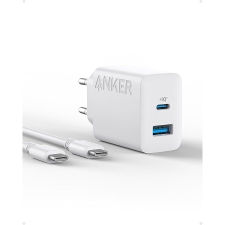 Anker Cargador iPhone Carga Rapida USB C de 20W, Cargador de iPad, Cargador rápido con dual USB 20W, para iPhone 15/iPhone 15