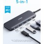 Anker Hub USB C, concentrador USB-C 332 (5 en 1) con Pantalla HDMI 4K, Puerto de Datos de 5 Gbps y 2 Puertos USB-A para MacBook