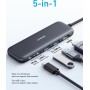 Anker Hub USB C, concentrador USB-C 332 (5 en 1) con Pantalla HDMI 4K, Puerto de Datos de 5 Gbps y 2 Puertos USB-A para MacBook