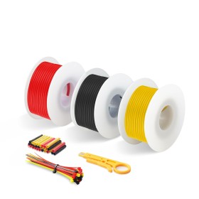 Cable eléctrico de 0,5 mm² - Kit de Cables Eléctricos de Silicona HuLuWa 20AWG - 3 Colores, 4 metros cada uno - Para Proyectos