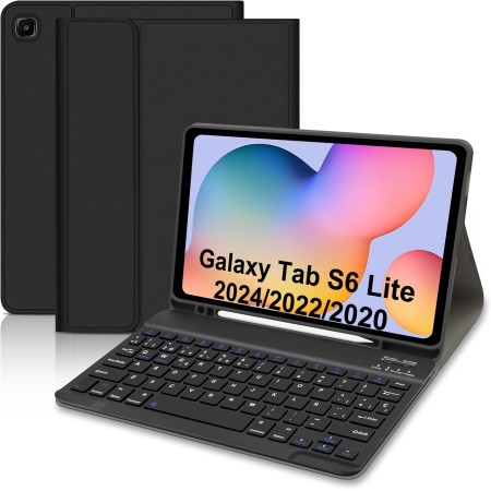 Funda Teclado para Samsung Galaxy Tab S6 Lite 2024/2022/2020 10,4", Funda con Teclado Español Ñ para Galaxy S6 Lite Tablet,