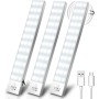 OUILA Luz LED Armario con Sensor Movimiento Blanco Natural 5000K 36 LEDs 4 Modos Luz LED Magnética Adhesiva USB Recargable