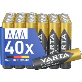 VARTA Pilas AAA, paquete de 40, Power on Demand, Alcalinas, 1,5V, para accesorios de ordenador, dispositivos Smart Home,