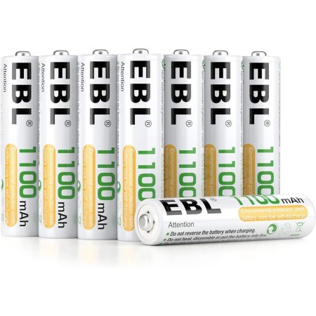 EBL Gold Estilo Pilas AAA Recargables 1100mAh, Alta Capacidad, Precargadas, Paquete de 8