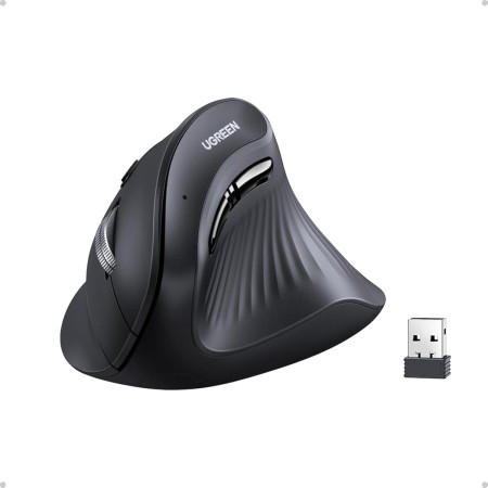 UGREEN Bluetooth Vertical Ratón 2.4G Inalámbrico Ergonómico BT5.0 4000 dpi 5 Botones para Windows Mac OS Android iOS Linux