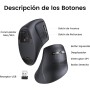 UGREEN Bluetooth Vertical Ratón 2.4G Inalámbrico Ergonómico BT5.0 4000 dpi 5 Botones para Windows Mac OS Android iOS Linux