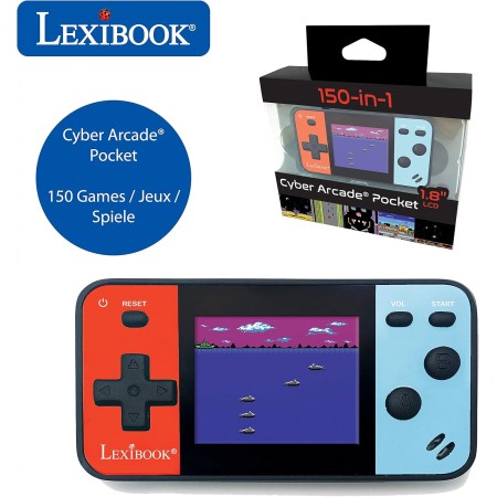 Lexibook, Cyber Arcade Pocket, Consola de Juegos portátil, 150 Juegos, Pantalla LCD en Color de 1,8", Juguete de Juegos para