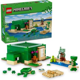 LEGO Minecraft La Casa-Tortuga de la Playa, Juguete de Construcción con Accesorios, Minifiguras de Personajes y Figuras del