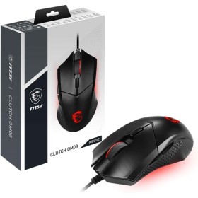 MSI Clutch GM08 - Ratón para Videojuegos (USB simétrico, LED Rojo, Sensor óptico Paw 3519, conmutador de hasta 10 ml de Clic,