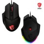 MSI Clutch GM08 - Ratón para Videojuegos (USB simétrico, LED Rojo, Sensor óptico Paw 3519, conmutador de hasta 10 ml de Clic,