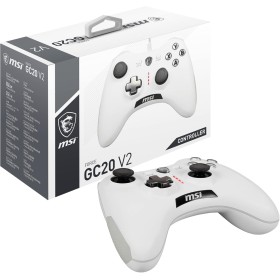 MSI FORCE GC20 V2 WHITE Controlador Gamepad con Cable para PC - Cubiertas D-Pad Intercambiables, 2 Motores de Vibración, USB 2.0