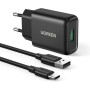 UGREEN 18W Cargador Quick Charge 3.0, Enchufe USB Carga Rápida con Cable USB C de 1M Compatible Galaxy S23 S22 S21 S20 S10 A51,