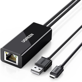 UGREEN Adaptador Micro USB a Ethernet RJ45 Convertidor de Red LAN 100Mbps Conversor con Cable de Carga 1M Compatible con TV