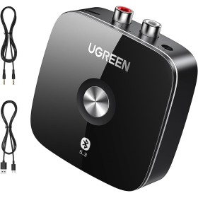 UGREEN Receptor Bluetooth 5.3 EDR 2RCA 3.5mm Tecnología Adaptador Aduio Inalámbrico A2DP HiFi Estéreo Música para Amplificador