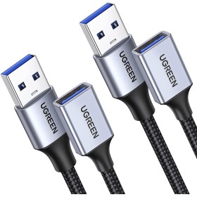 UGREEN Cable Alargador USB 3.0 Paquete de 2 Extension Tipo A Macho a Hembra Extensor 5 Gbps para Ordernador, Disco Duro Externo,