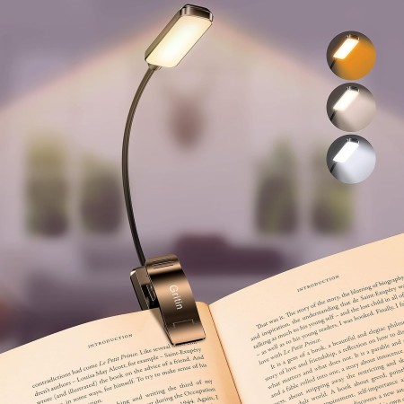 Gritin Luz de Lectura Recargable, Lampara Libro de Lectura con 9 LED/3 Modos de Protección de Los Ojos - Atenuación Continua,