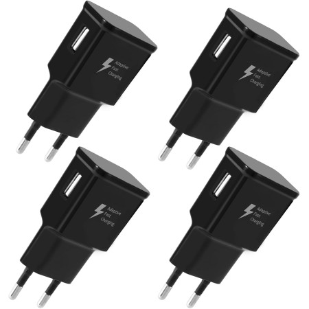 4-Pack Cargador USB, 15W Enchufe USB Cargador Movil Carga Rapida, Carregador USB Cargador Rapido USB Charger Enchufe Cargador