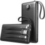 Power Bank 10000mAh, VEEKTOMX Bateria Externa USB C Cargador Portátil con Cables Integrados 5 Salidas y 2 Entradas, Powerbank