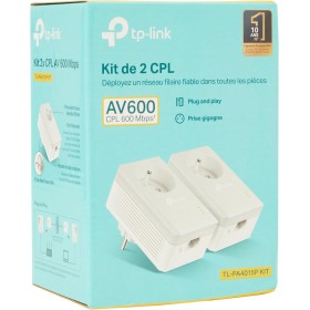 TP-Link CPL AV500 (Débit 600 Mbps), 1 Port Fast Ethernet, Prise Intégrée Version Française, Pack de 2 CPL (TL-PA4015P KIT) Blanc