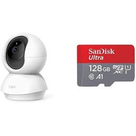 TP-Link - Cámara de Vigilancia FHD 1080p, Visión Nocturna + SanDisk Ultra Tarjeta de Memoria microSDXC con Adaptador SD, hasta