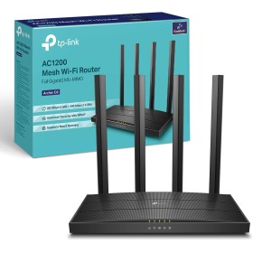 TP-Link Archer C6 - AC1200 Router WIFi, Doble Banda (5GHz/2.4GHz), 5xPuertos Gigabit, 4xAntenas Externas, MU-MIMO, WPA3, Modo