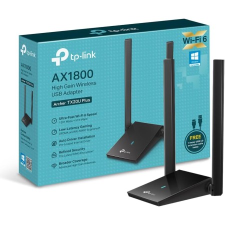 TP-Link Archer TX20U Plus AX1800 - Adaptador Wi-Fi 6,Dual Band 5GHz/2.4GHz, USB 3.0, Antena Wi-Fi Externa Ajustable, Señal