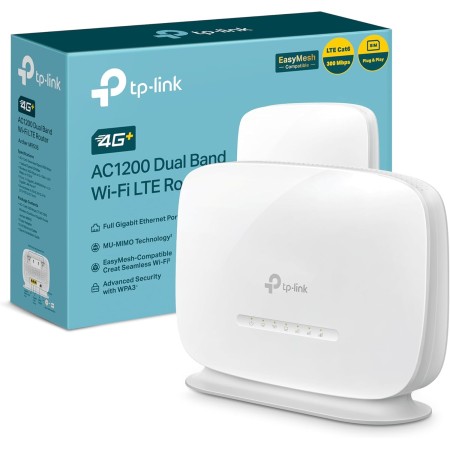 TP-Link Archer MR505 - Router 4G+ Cat6 hasta 300Mbps, Wi-Fi Dual Band AC1200, Puerto Gigabit LAN/WAN, Router WiFi con SIM,