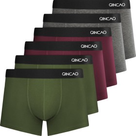 QINCAO Calzoncillos Tipo bóxer para Hombre, Paquete de 6 Unidades, no rasguñan la Piel, Ropa Interior de algodón (Talla S-4XL)…