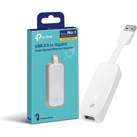 TP-Link Adaptador UE300 -USB 3.0 A Gigabit Ethernet 10/100/1000, PC o portátiles, blanco