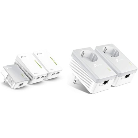 TP-Link - Amplificador WiFi Repetidores de Red, Adaptadores Internet por Línea Eléctrica PLC AV600+AC300, 5 Puertos, Cable