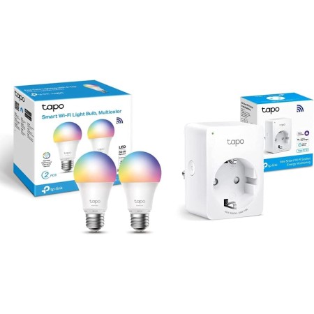 TP-Link Tapo L530E 2-Pack - Bombilla LED inteligente Wi-Fi, multicolor, regulable, E27, 8.7 W 806 lm, compatible con Alexa y