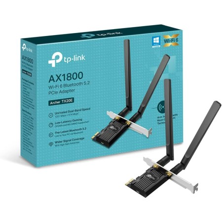 TP-Link AX1800 Wi-Fi 6 antenas duales de alta ganancia Bluetooth 5.2 adaptador PCIe, doble banda, soporte de perfil bajo,