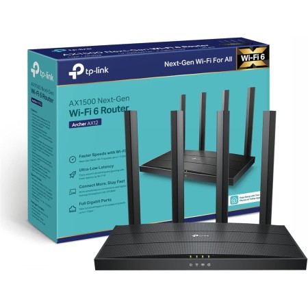 Enrutador inalámbrico de Doble Banda Gigabit Wi-Fi 6 AX1500 Mbps de próxima generación TP-Link, Seguridad WPA3, Ideal para