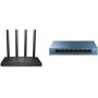 TP-Link Archer C6 - AC1200 Router WiFi, Doble Banda (5GHz/2.4GHz), 5xPuertos Gigabit & LS108G - Switch 8 Puertos (10/100/1000)