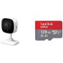 TP-Link - IP Cámara Vigilancia WiFi Interior, Almacenamiento SD Tapo C100 + SanDisk Ultra Tarjeta de Memoria microSDXC con