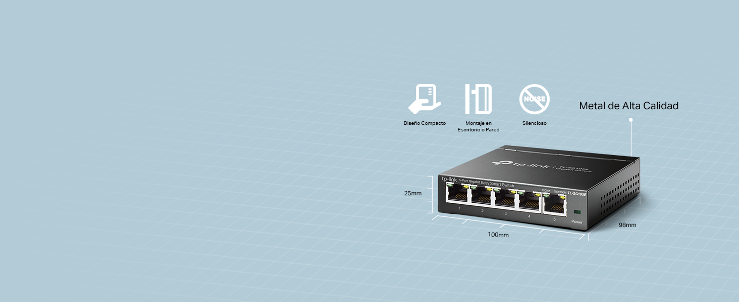 TL-SG605E - Switch de Escritorio Gigabit de 5 Puertos, Carcasa Metálica