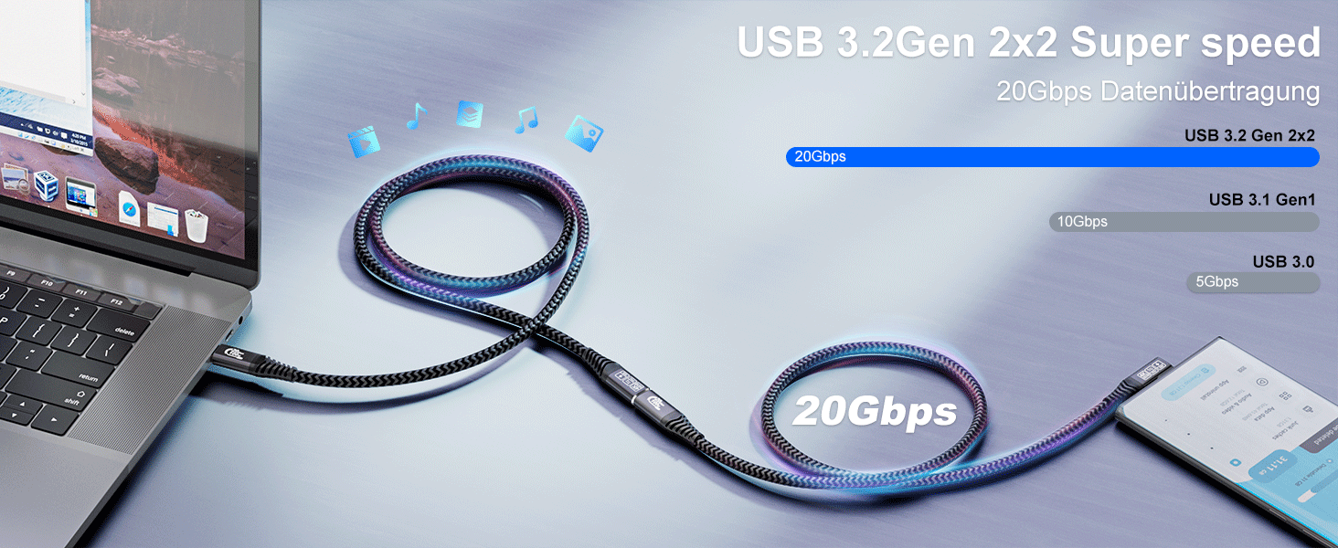 cable usb c 3.2 20gbps