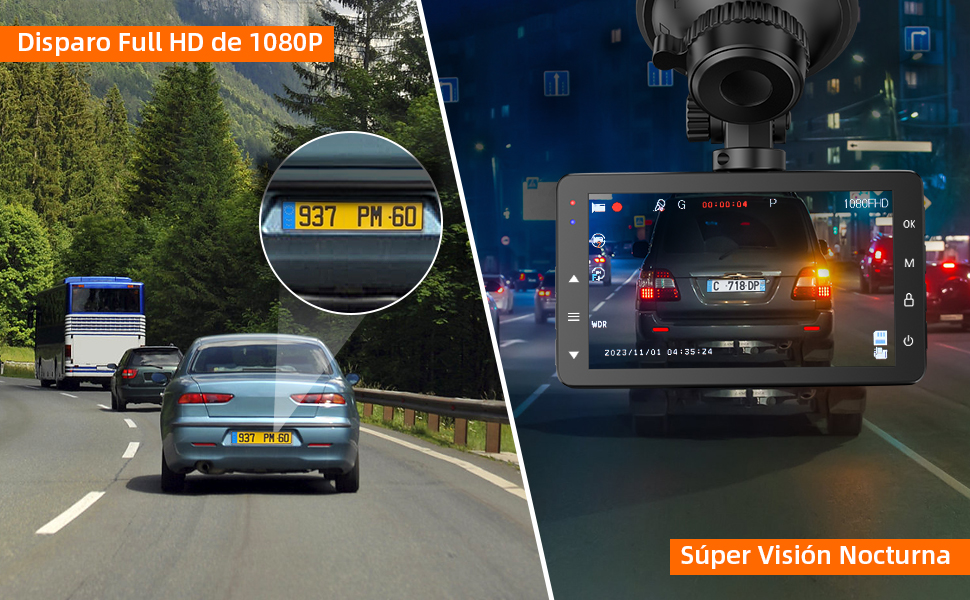 Dashcam Disparo Full HD de 1080P