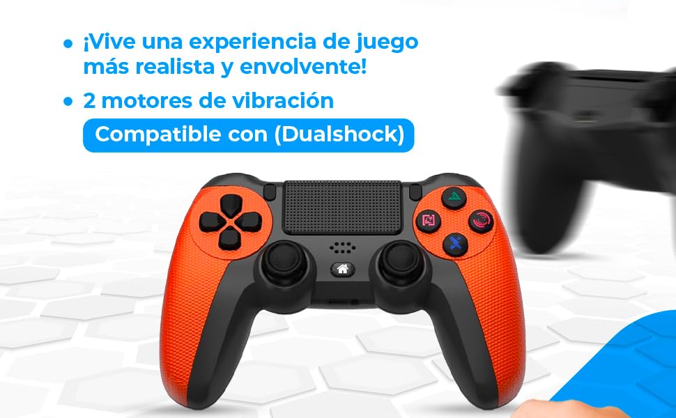 37 - CONTENIDO A+ Mando Inalámbrico para PS4, PS3, PC y Móvil Color naranja - DEF