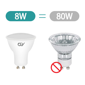 Gy LED 8w es equivalente a la Lámpara halógena tradicional 80w