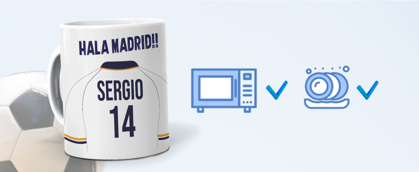 TAZA CAMISETA MADRID PERSONALIZADA MICROONDAS LAVAVAJILLAS