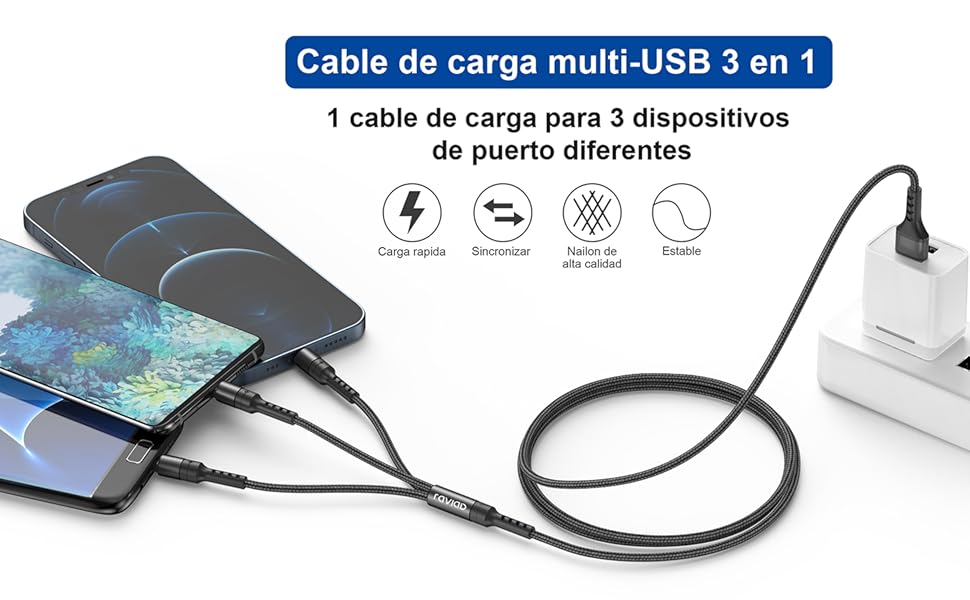 3 en 1 Multi Cable de Carga