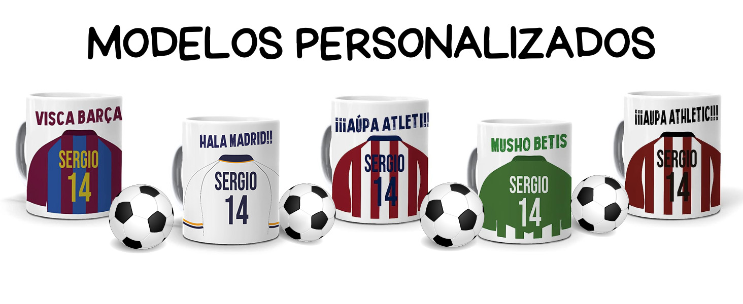 TAZAS PERSONALIZADAS CAMISETAS DE FÚTBOL